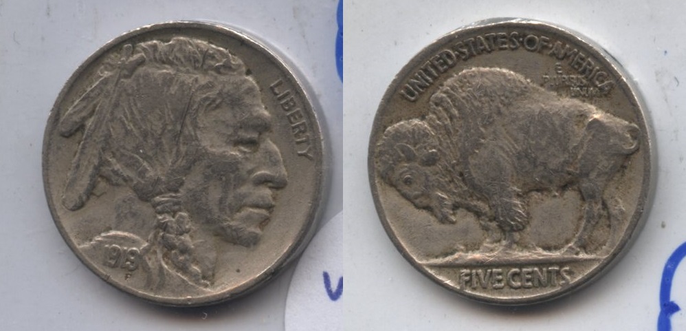 1919 Buffalo Nickel VF-20 #c Obverse Scratch