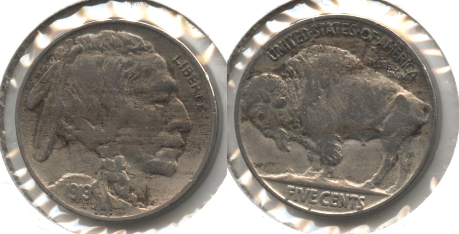 1919 Buffalo Nickel VF-20 #d Lightly Cleaned