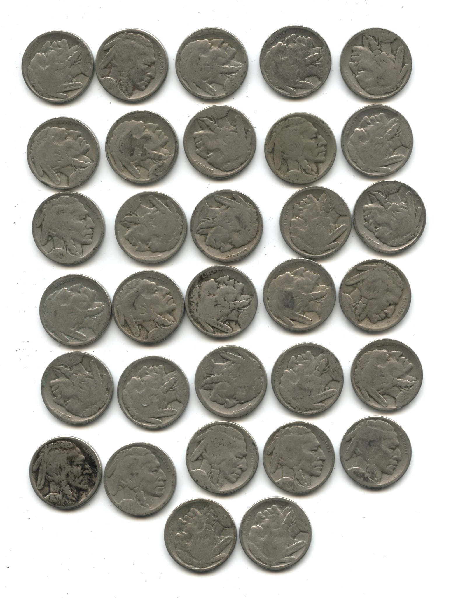 1920-S Buffalo Nickel AG-3 #ce Partial Roll