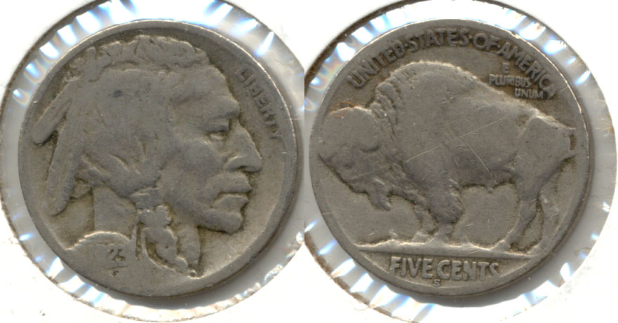 1923-S Buffalo Nickel Good-4 ao Reverse Staple Scratch