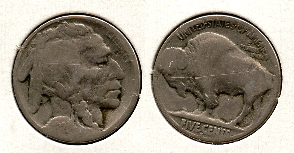 1924-S Buffalo Nickel Good-4 #d Reverse Scratch