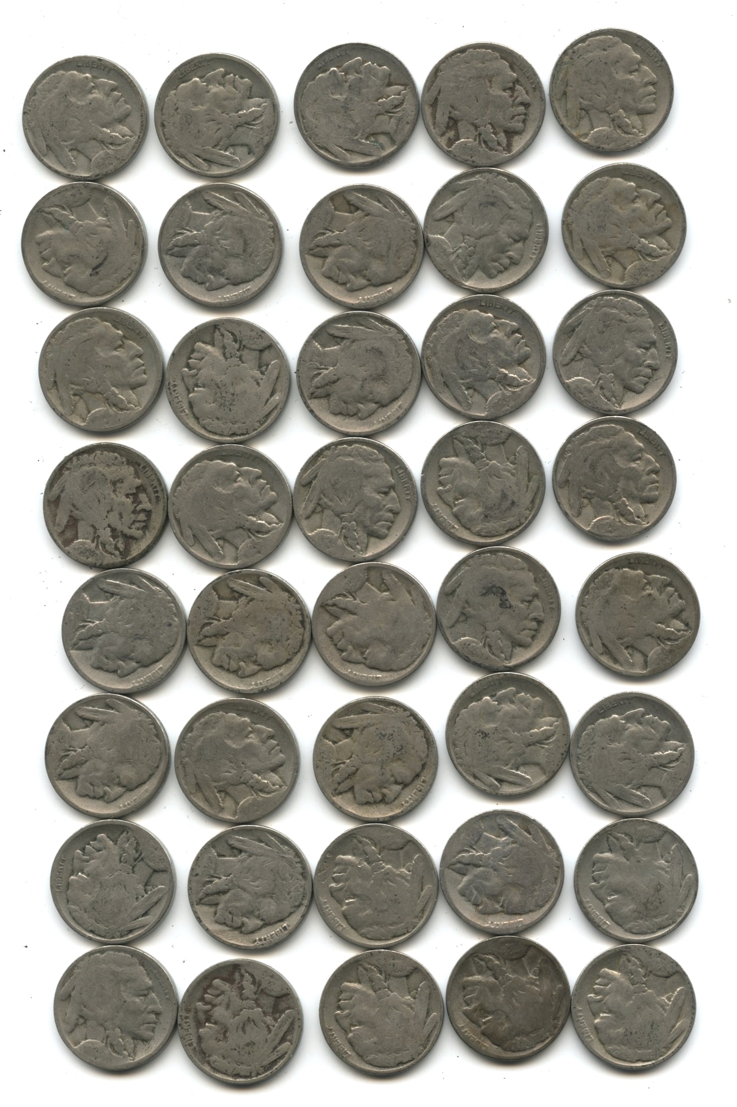 1926-D Buffalo Nickel AG-3 Roll