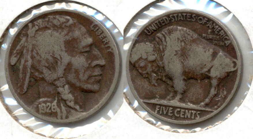 1926-S Buffalo Nickel VG-10 Dark