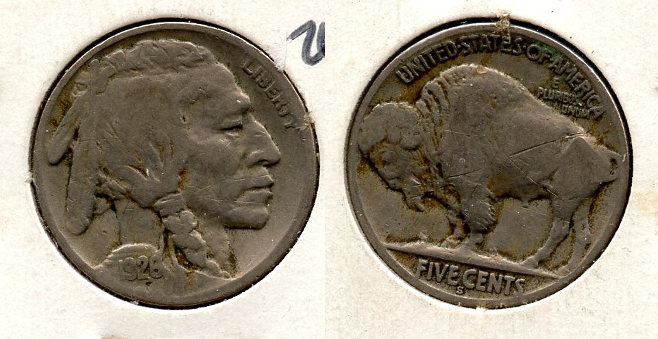 1926-S Buffalo Nickel VG-8 #d Reverse Scratch