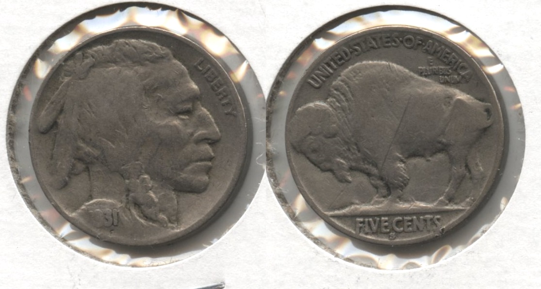 1931-S Buffalo Nickel VG-8 #b Reverse Scratch