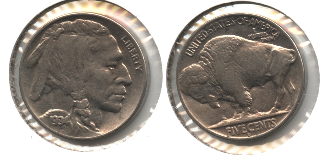 1934-D Buffalo Nickel AU-50