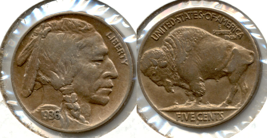 1936-S Buffalo Nickel AU-50 c