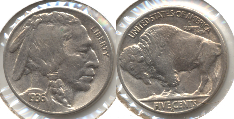1936-S Buffalo Nickel AU-50 e