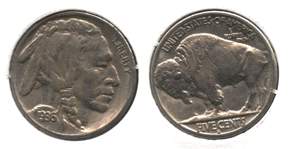 1936-S Buffalo Nickel AU-50 #g