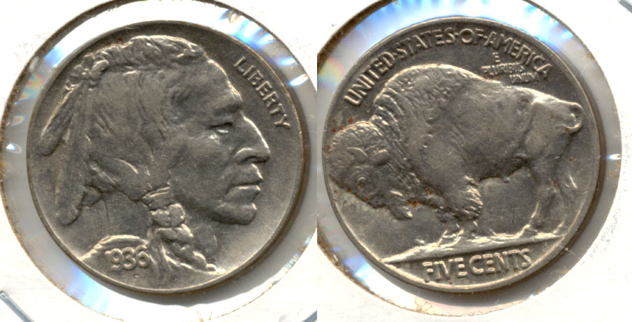 1936 Buffalo Nickel AU-50 f