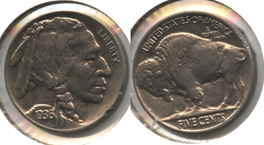 1936 Buffalo Nickel AU-50 #p Rim Dents