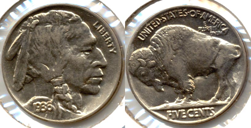 1936 Buffalo Nickel AU-58 b
