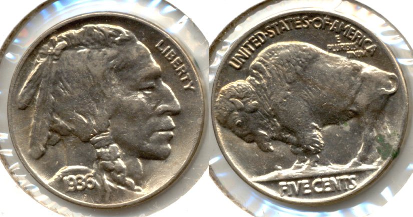 1936 Buffalo Nickel AU-58 c Spot