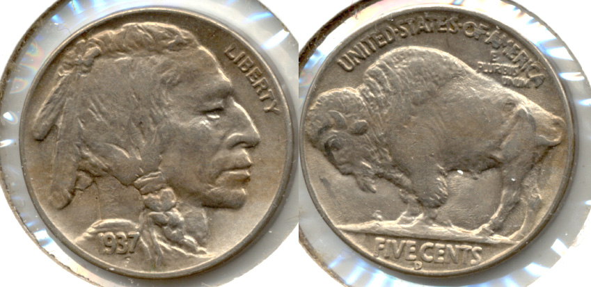1937-D Buffalo Nickel AU-50 f Counting Scratch