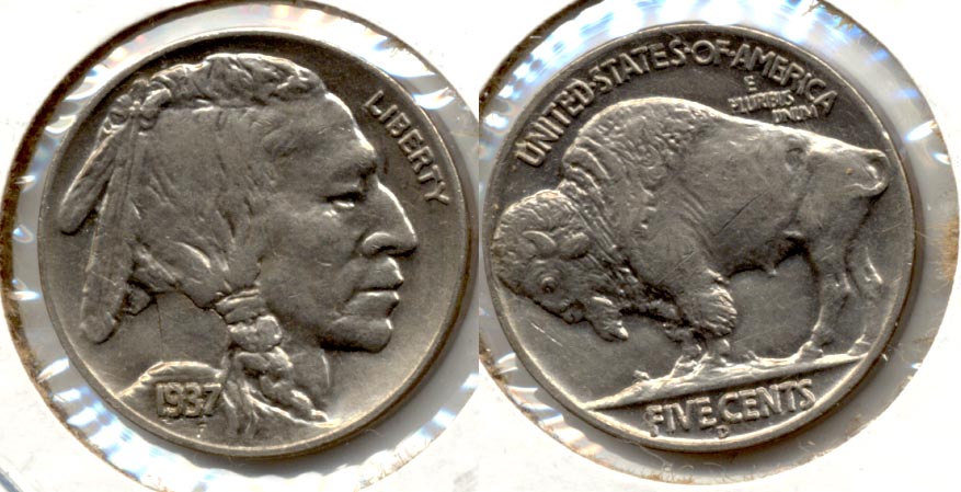 1937-D Buffalo Nickel AU-50 h Reverse Scratch
