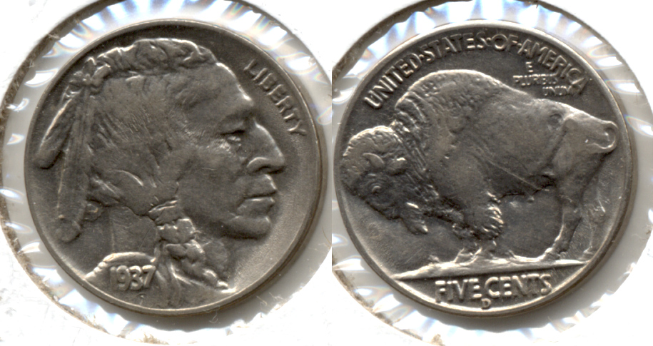 1937-D Buffalo Nickel AU-50 i Reverse Scratch