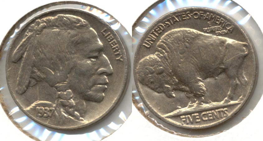 1937 Buffalo Nickel AU-50 ab Reverse Scratch