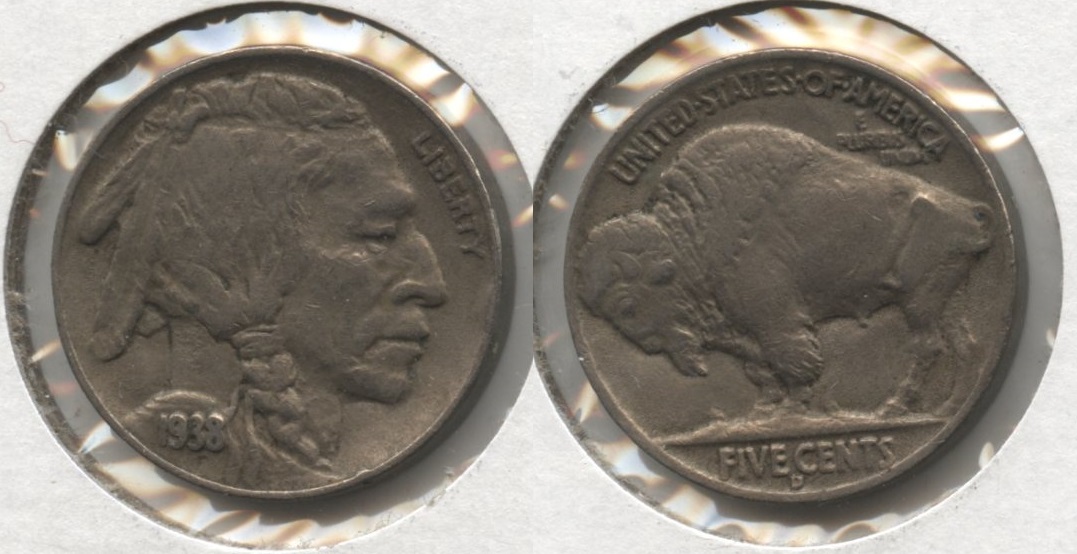 1938-D D Over S Buffalo Nickel VF-20
