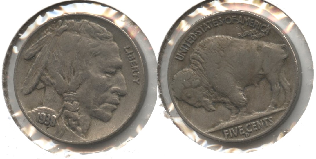 1938-D D Over S Buffalo Nickel VF-20 #a