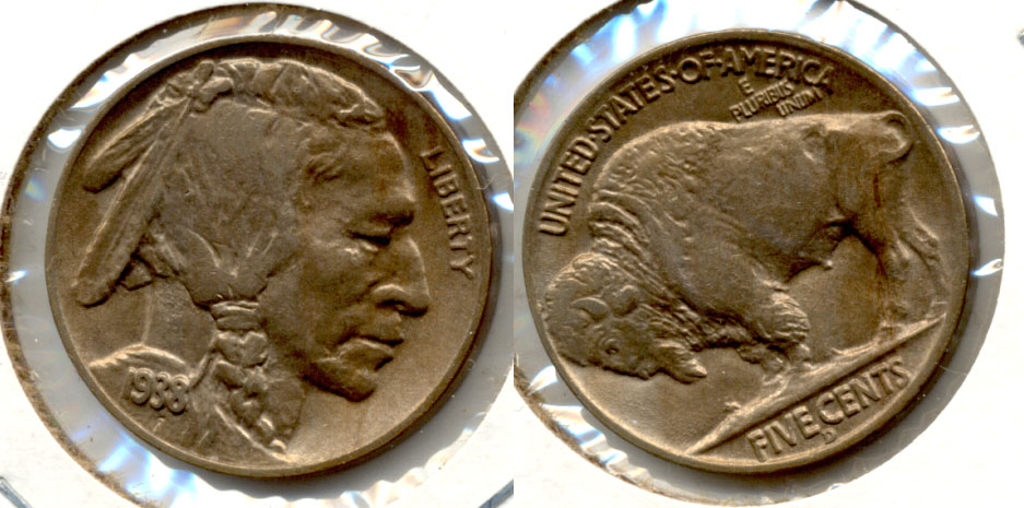 1938-D Buffalo Nickel AU-50 f