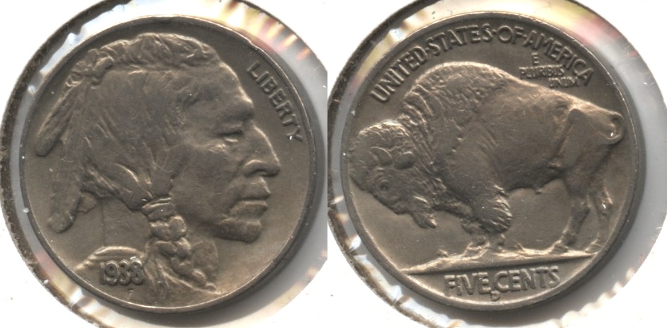 1938-D Buffalo Nickel AU-50 #m Rim Bumps
