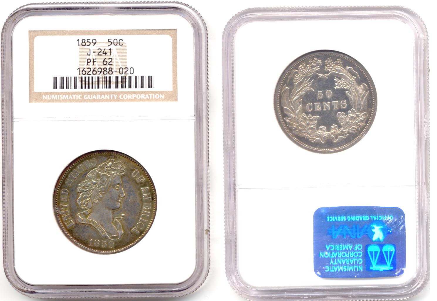 1859 Judd-241 Pattern Half Dollar NGC Proof-62