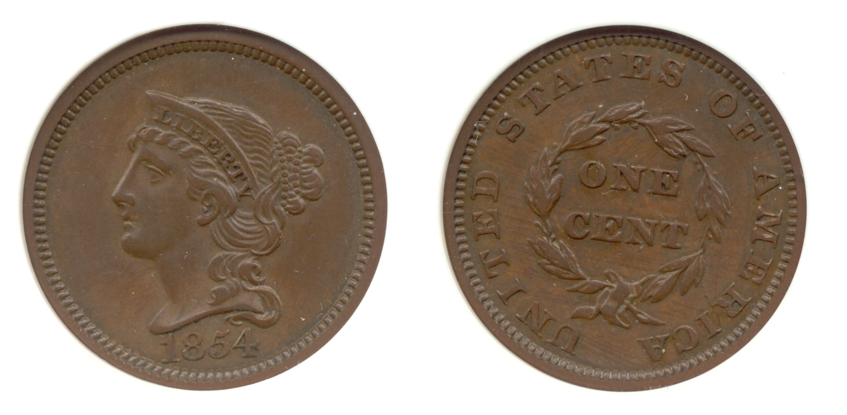 1854 Judd-161 Pattern Cent in ANACS AU-55