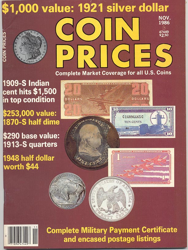Coin Prices Magazine November 1986