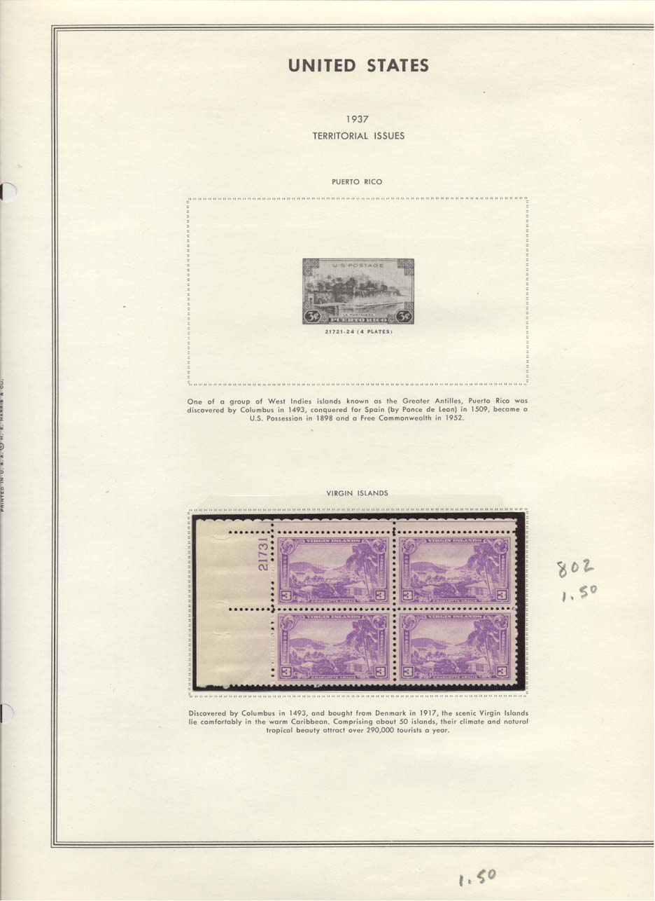 Stamp Plate Block Scott #802 Virgin Islands