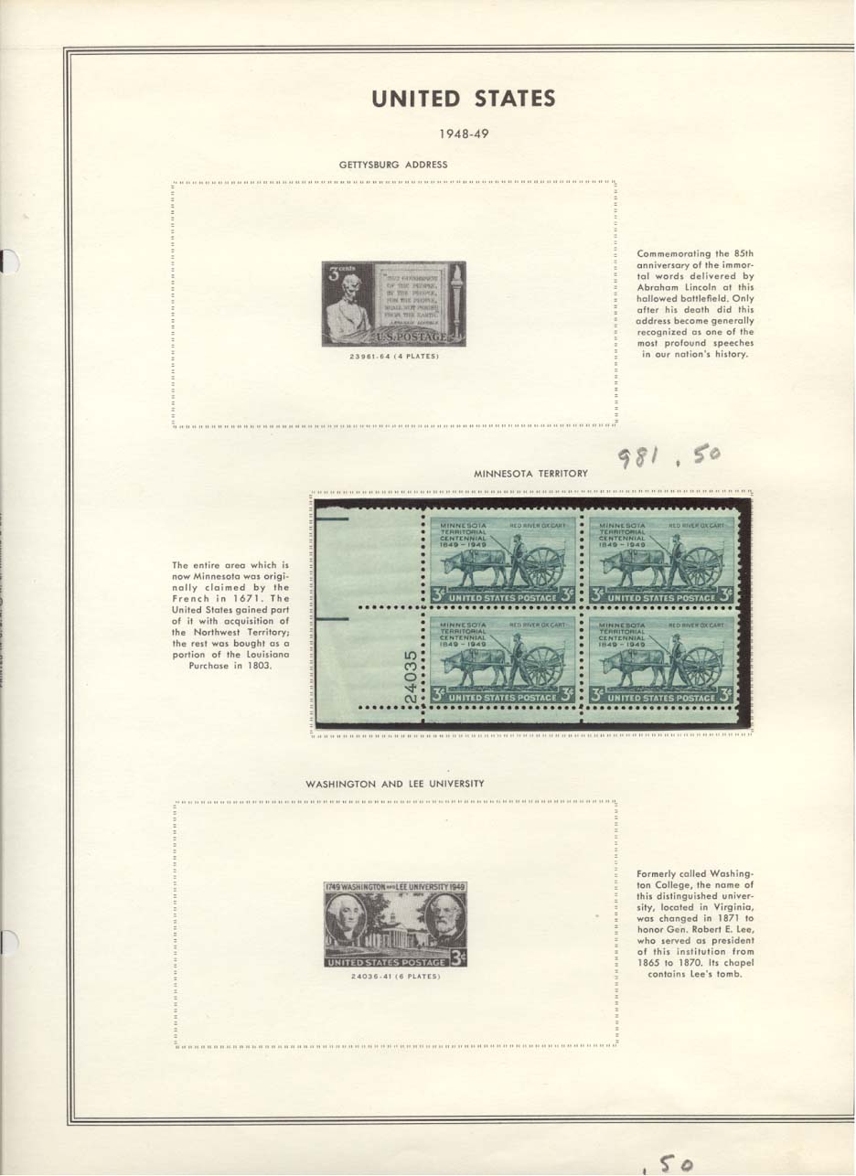 Stamp Plate Block Scott #981 Minnesota Territory
