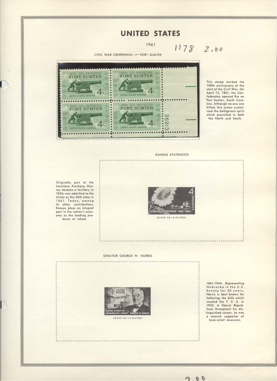 Stamp Plate Block Scott #1178 Fort Sumter