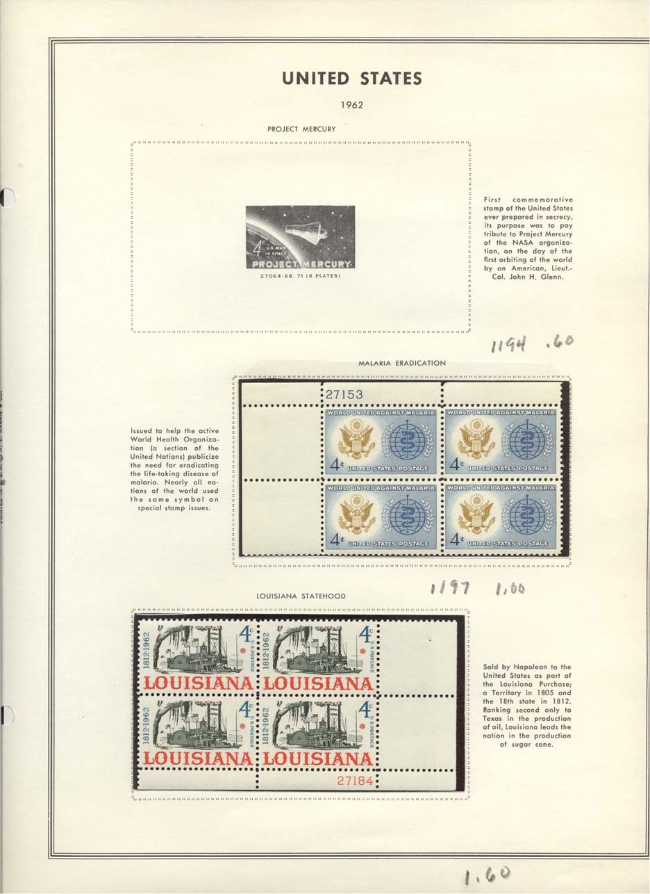 Stamp Plate Block Scott #1194 Malaria Eradication & 1197 Louisiana Statehood