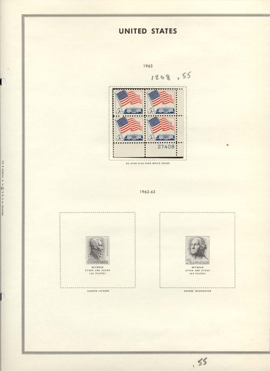 Stamp Plate Block Scott #1208 Flag over White House