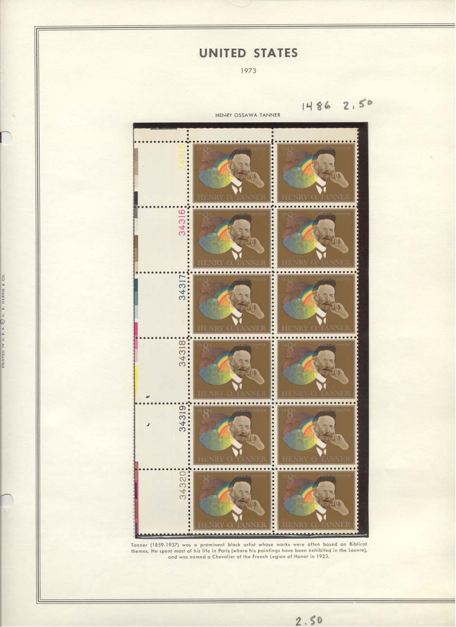 Stamp Plate Block Scott #1486 Henry Ossawa Tanner