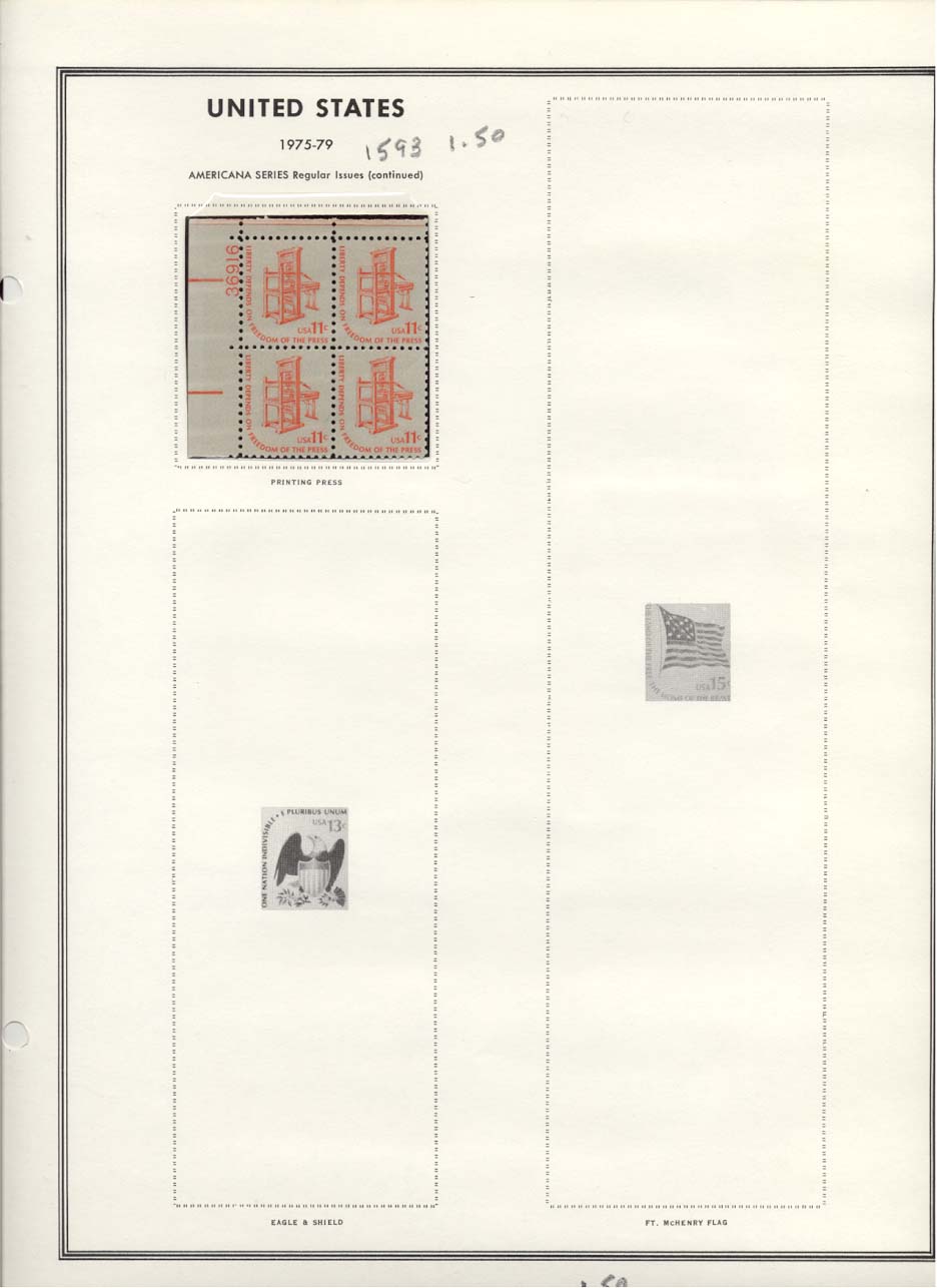 Stamp Plate Block Scott #1593 Printing Press
