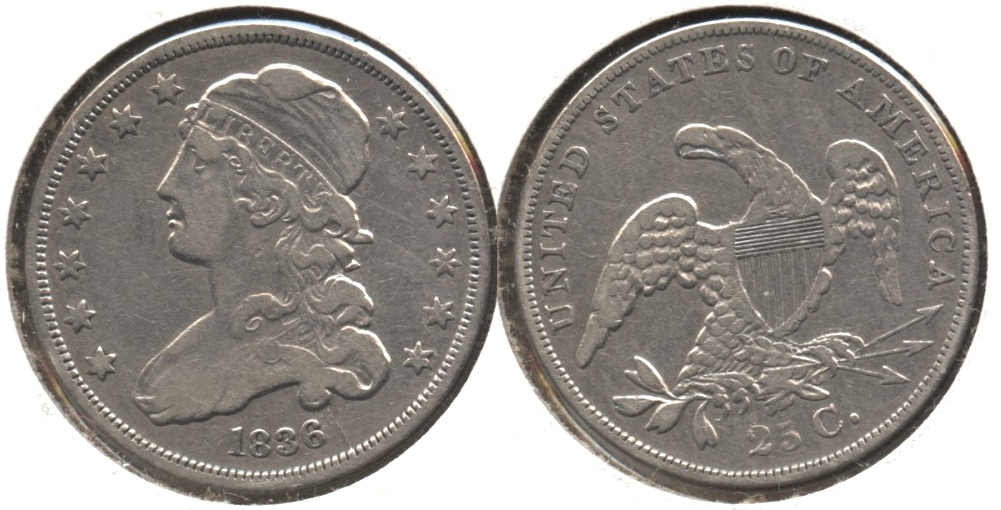 1836 Capped Bust Quarter Fine-12 Cleaned