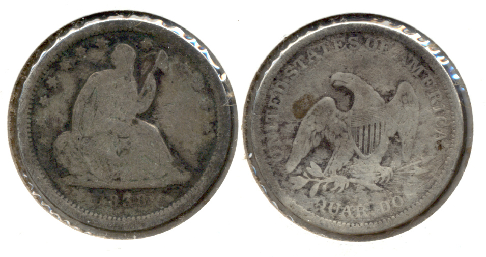 1838 Seated Liberty Quarter AG-3