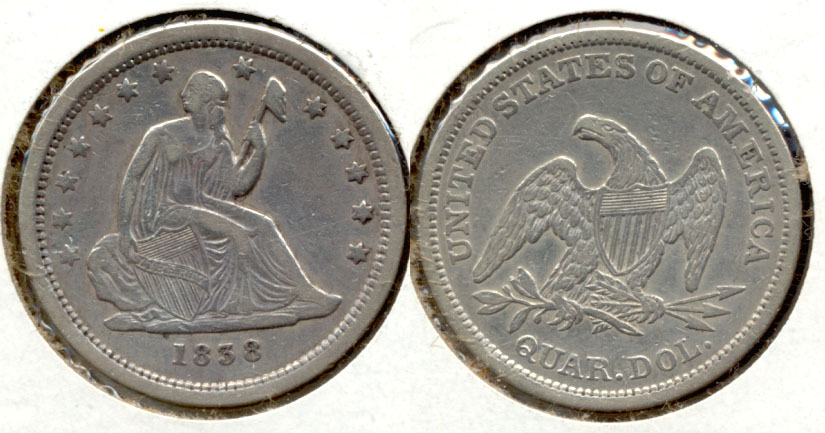 1838 Seated Liberty Quarter EF-40