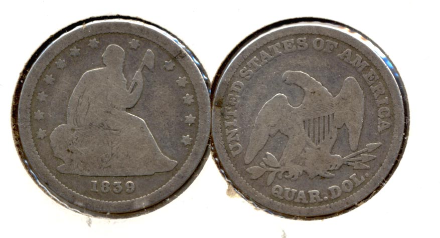 1839 Seated Liberty Quarter Good-4