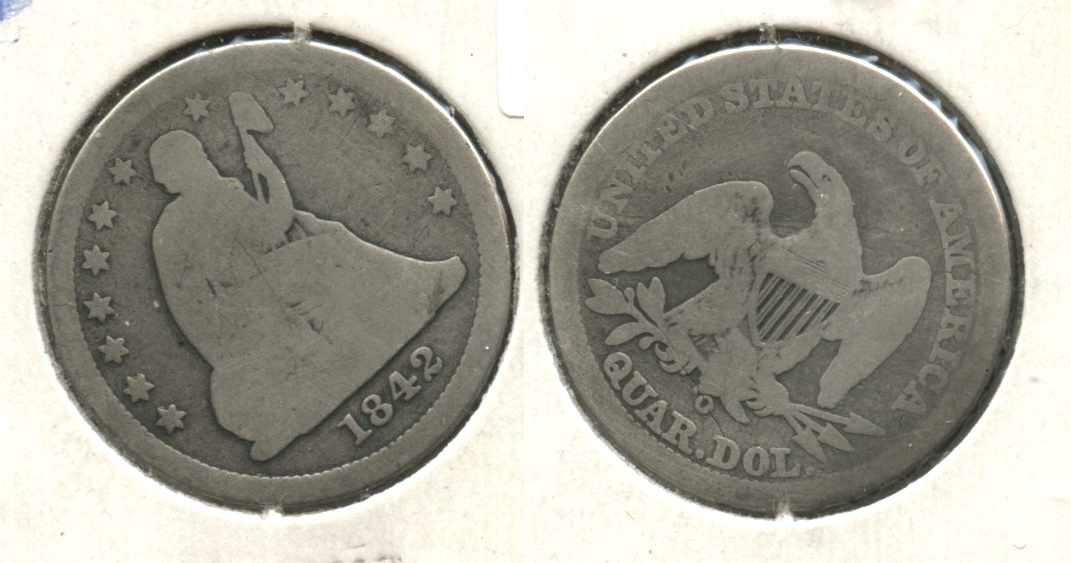 1842-O Seated Liberty Quarter AG-3 #a