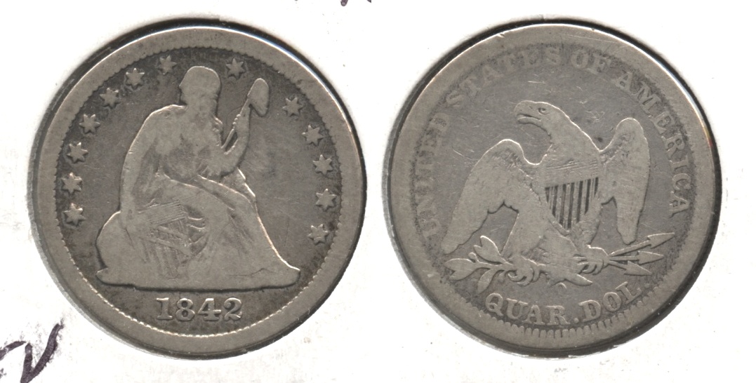 1842-O Seated Liberty Quarter Good-6