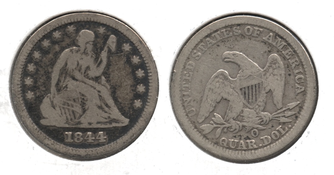 1844-O Seated Liberty Quarter VG-10