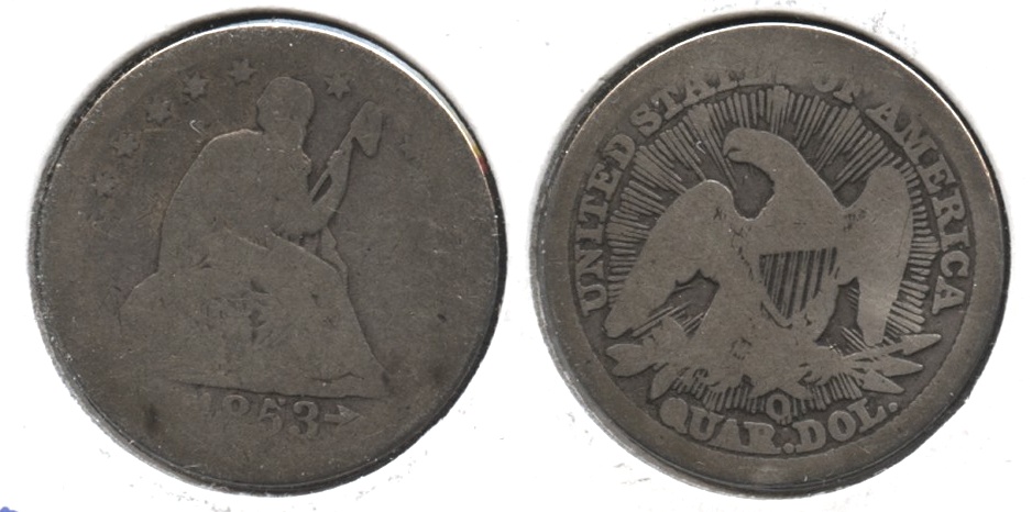 1853-O Seated Liberty Quarter AG-3 #a