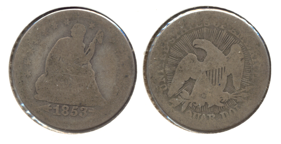 1853 Seated Liberty Quarter AG-3 a