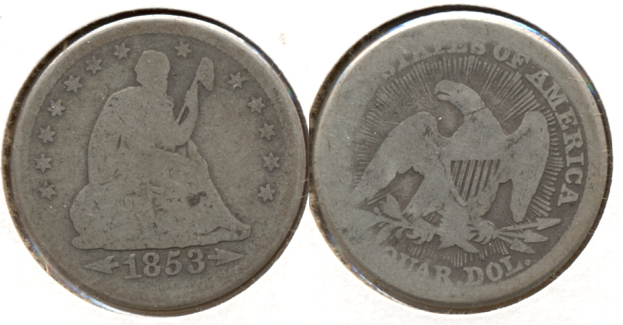 1853 Seated Liberty Quarter AG-3 c