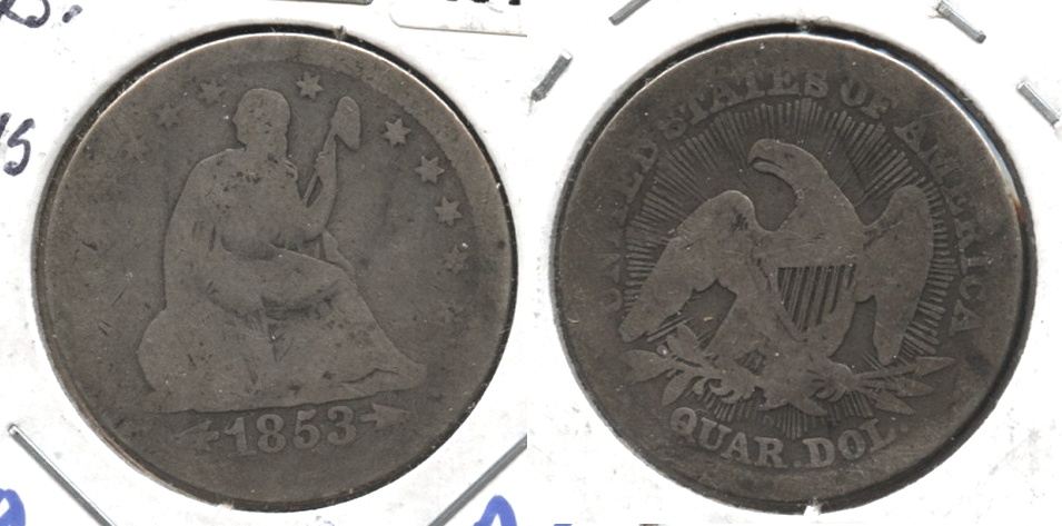 1853 Seated Liberty Quarter AG-3 #e