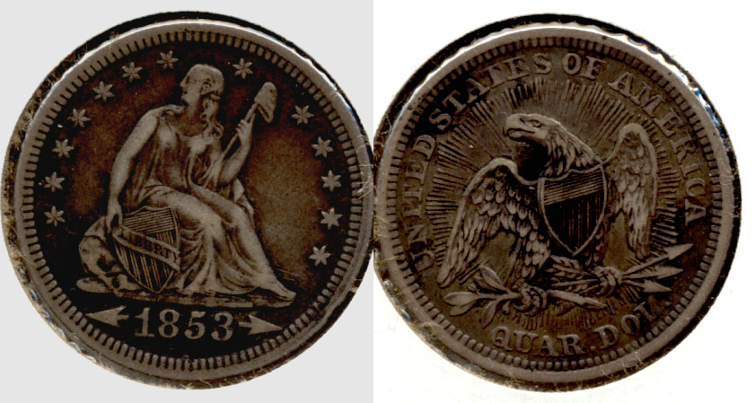 1853 Seated Liberty Quarter EF-40