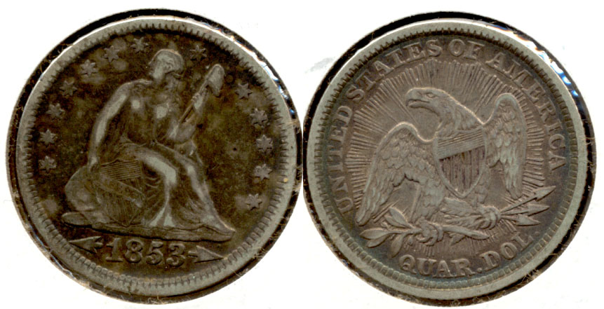 1853 Seated Liberty Quarter EF-40 a
