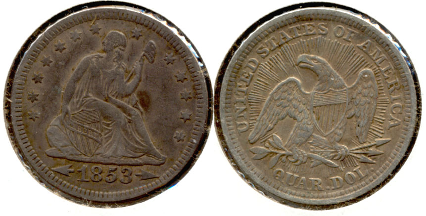 1853 Seated Liberty Quarter EF-40 b