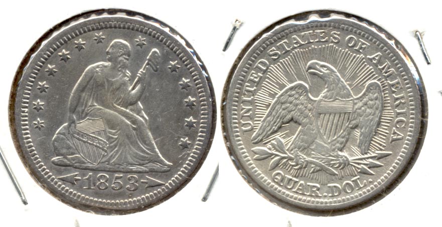 1853 Seated Liberty Quarter EF-40 c